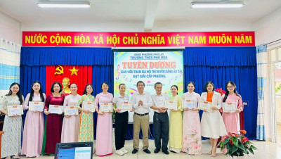 TRƯỜNG THCS PHÚ HOÀ TUYÊN DƯƠNG GIÁO VIÊN, NHÂN VIÊN ĐẠT THÀNH TÍCH CAO TẠI HỘI THI “DUYÊN DÁNG ÁO DÀI” NĂM 2026
