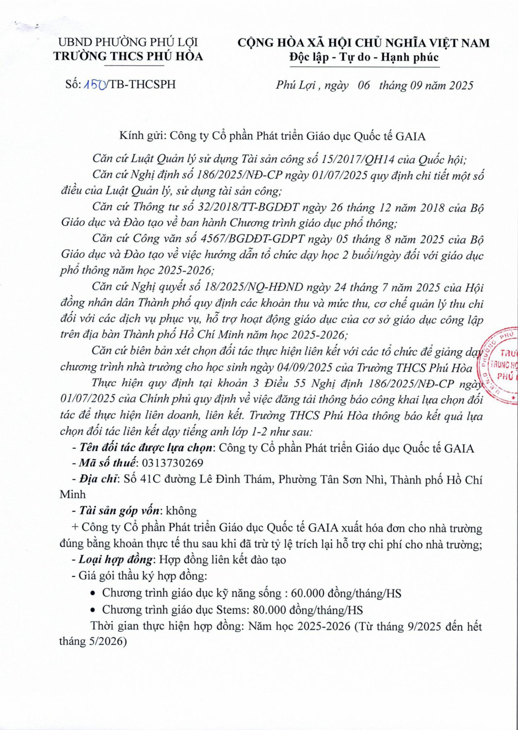 TB Kết quả lựa chọn đối tác liên kết Kỹ năng sống, Stems 0001 hình ảnh 0