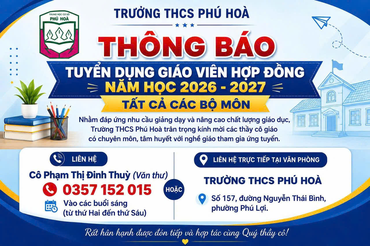 THÔNG BÁO Về việc hợp đồng giáo viên Năm học 2026 – 2027